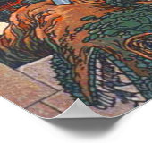 聖ジョージとドラゴン – Heinrich Lefler ポスター (角)