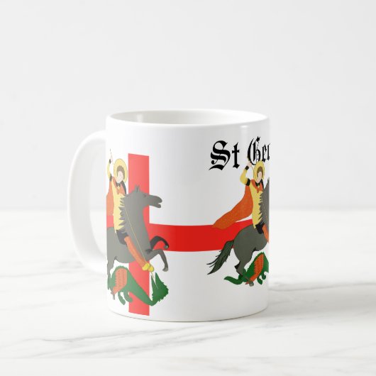 聖ジョージと竜と聖ジョージ十字架 コーヒーマグカップ (正面左)