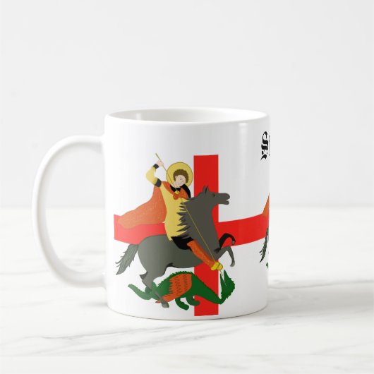 聖ジョージと竜と聖ジョージ十字架 コーヒーマグカップ (左)