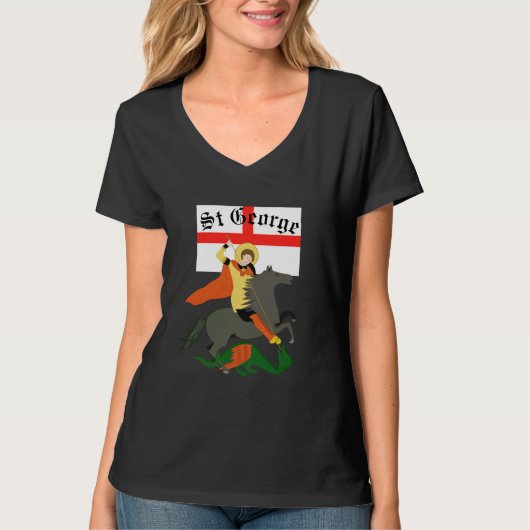 聖ジョージと聖ジョージの竜と十字架 Tシャツ (正面)
