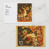 聖ジョージの戦い&ドラゴンモノグラム、ホワイト 名刺 (正面/裏面)