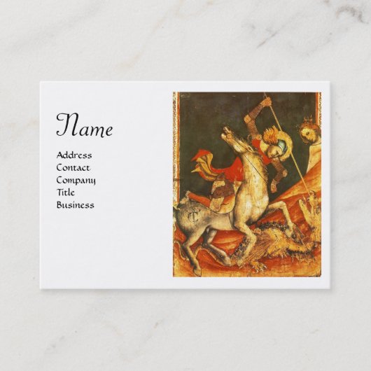 聖ジョージの戦い&ドラゴンモノグラム、ホワイト 名刺 (正面)