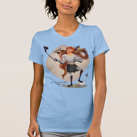 聖ジョージの日、ドラゴンと自撮り Tシャツ (正面)