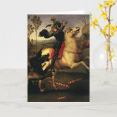 聖ジョージ・ファイティング・ザ・ドラゴンby Raphael Sanzio カード (黄色い花)