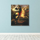 聖ジョージ・ファイティング・ザ・ドラゴンby Raphael Sanzio キャンバスプリント (インサイチュ (ウッドフロア))