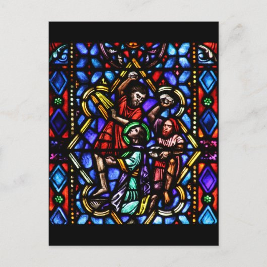 聖スティーブンスのステンドグラス・アートの石打ち ポストカード (正面)