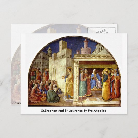 『聖ステファノと聖ローレンス』フラ・アンジェリコ作 ポストカード (正面/裏面)