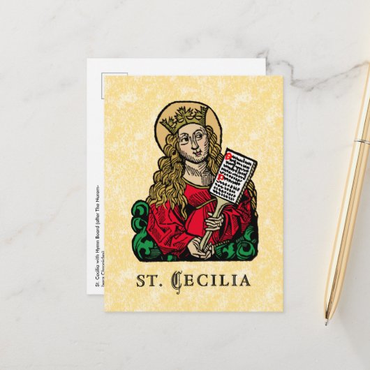 聖セシリアと賛美歌板(ニュルンベルク) ポストカード (正面/裏面インサイチュ)