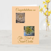 聖セシリアのカードの美しく宗教的な饗宴 カード (黄色い花)