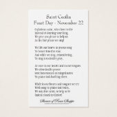 聖セシリアミュージシャンのパトロンス – 聖札 (裏面)