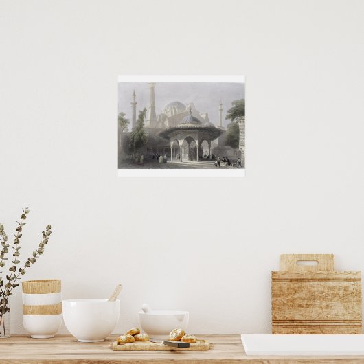 聖ソフィアの宮廷と噴水，イスタンブール，彫刻 ポスター (キッチン)