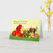 聖ダビデの日の挨拶かわいいドラゴン&ダッフル カード (黄色い花)