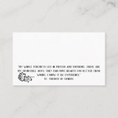 聖テリーズ宗教祈りの言葉聖札 名刺 (裏面)