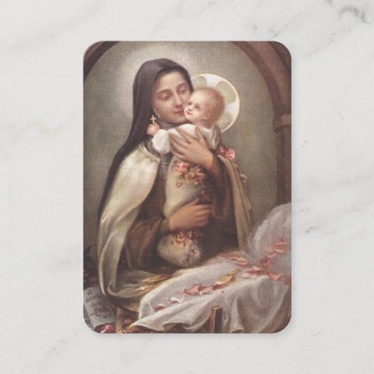 聖テルスカトリック聖降誕祭カード祈りの言葉 名刺 (正面)