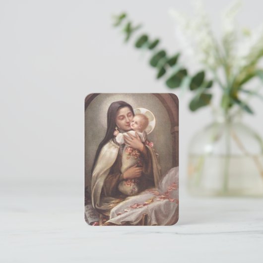 聖テルスカトリック聖降誕祭カード祈りの言葉 名刺 (スタンド正面)