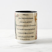 聖テルセイエズス祈りの言葉ヴィンテージカトリックのコラージュ ツートーンマグカップ (中央)