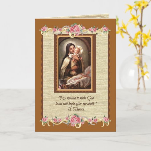 聖テルセ宗教カトリックのカルメライト カード (黄色い花)