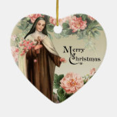 聖テルセ宗教カトリックのクリスマスバラ セラミックオーナメント (裏面)