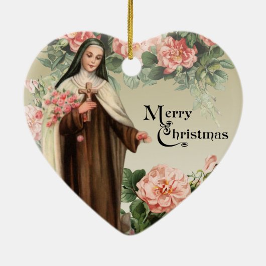 聖テルセ宗教カトリックのクリスマスバラ セラミックオーナメント (裏面)
