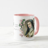 聖テルセ宗教的カルメライトピンクフローラマグカップ マグカップ (正面右)