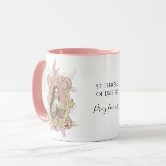 聖テルセ宗教的カルメライトピンクフローラ マグカップ (正面左)