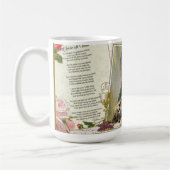 聖テルセ詩ヴィンテージカトリックの数珠コラージュ コーヒーマグカップ (左)