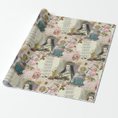 聖テルセ詩ヴィンテージカトリックの数珠コラージュ ラッピングペーパー (アンロールド)