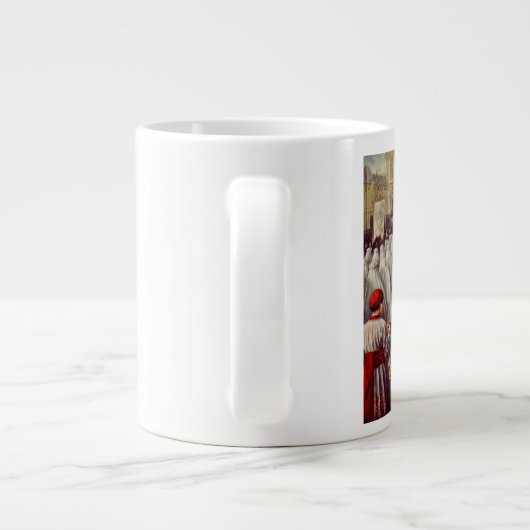 聖テレサは聖餐式に花を投げ賛美る ジャンボコーヒーマグカップ (裏面)