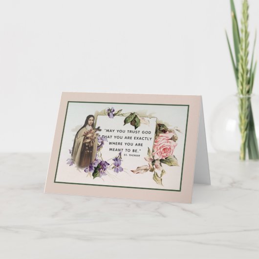 聖テレセ宗教カトリックヴィンテージバラ カード (正面)