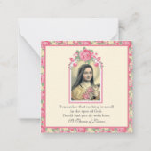 聖テレーズのカメル会修道女 ピンクのバラ ノートカード (裏面)