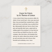 聖テレーズ聖カード司祭のための祈りの言葉 プレイスカード (裏面)