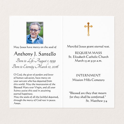 聖テレーズ葬式祈りの言葉メモリアル聖カード 名刺 (内部フラット)