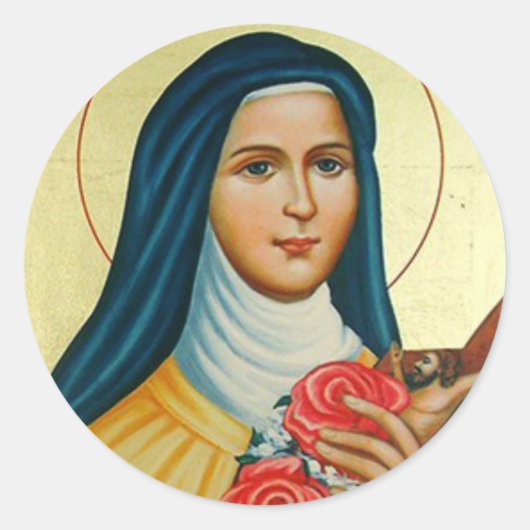 聖テース小さな花のバラ十字架 ラウンドシール (正面)