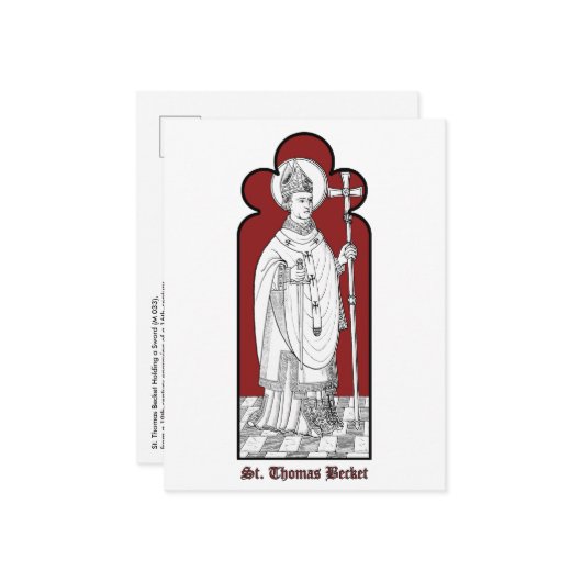 聖トマス・ベケット剣を持つ(M 033) ポストカード (正面/裏面インサイチュ)