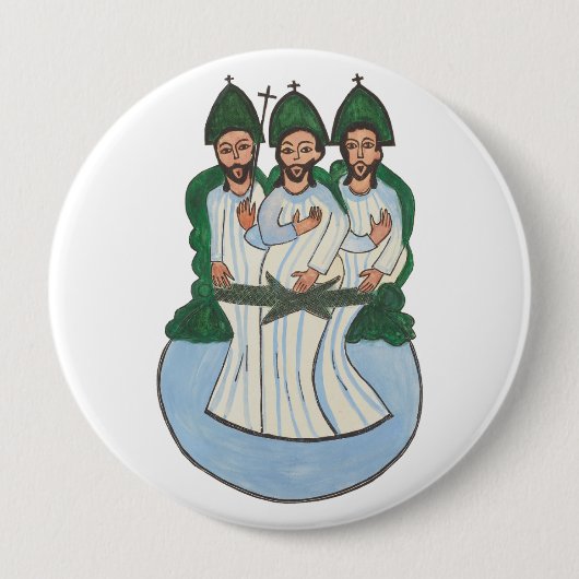 聖トリニティヴィンテージフォークアート絵画 缶バッジ (正面)