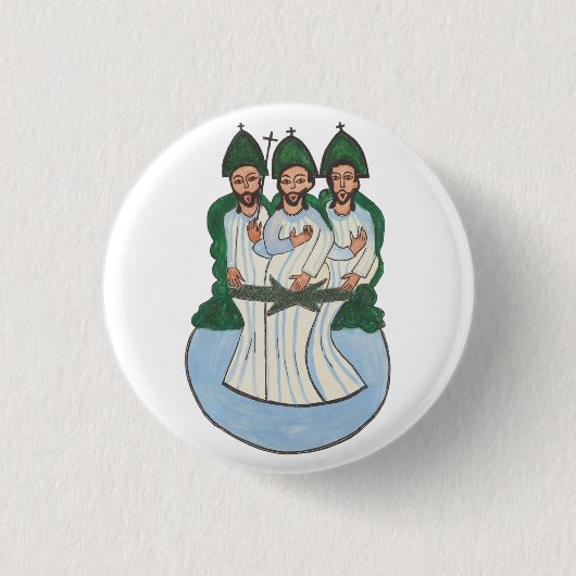 聖トリニティヴィンテージフォークアート絵画 缶バッジ (正面)