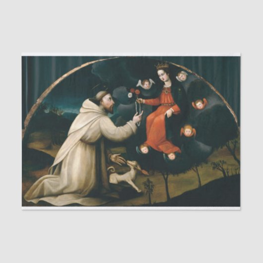 聖ドミニクがプラウティージャ・ネリによってロザリーを受け取る 薄葉紙 (正面)