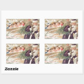 聖ニコライと木と子どもヴィンテージ 長方形シール (シート)