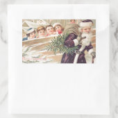 聖ニコライと木と子どもヴィンテージ 長方形シール (バッグ)