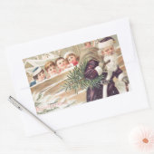 聖ニコライと木と子どもヴィンテージ 長方形シール (封筒)