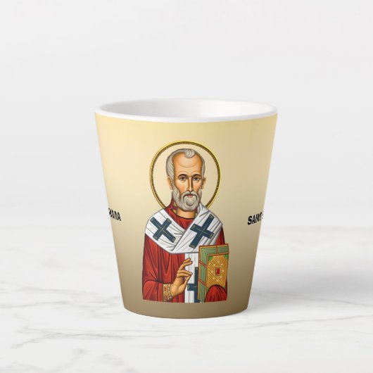 聖ニコラウス正教会セルビアの聖人のイコン カフェラテマグ (正面)