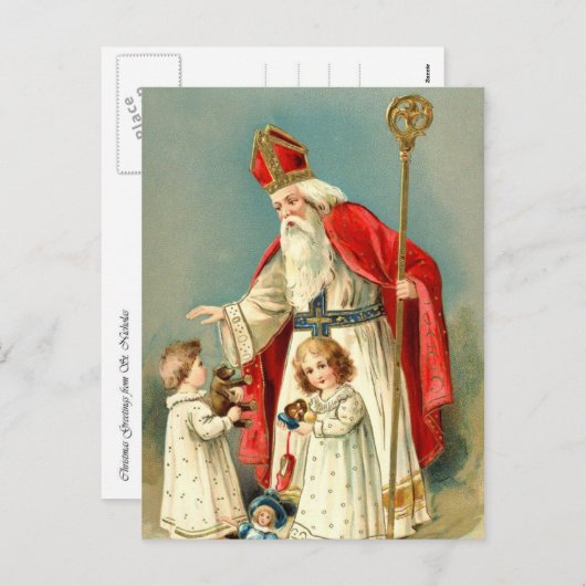 聖ニコラスからのクリスマスの挨拶 シーズンポストカード (正面/裏面)