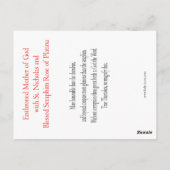 聖ニコラスとセラピムと賛美のトオトコ ポストカード (裏面)