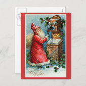 「聖ニコラスを見る」ヴィンテージフランスの・クリスマス シーズンポストカード (正面/裏面)