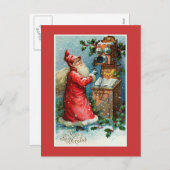 「聖ニコラスを見る」ヴィンテージフランスの・クリスマス シーズンポストカード (正面/裏面)