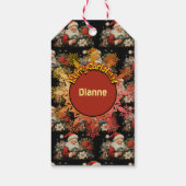 聖ニコラスクリスマスポインセチア花ブラック ギフトタグ (裏面)