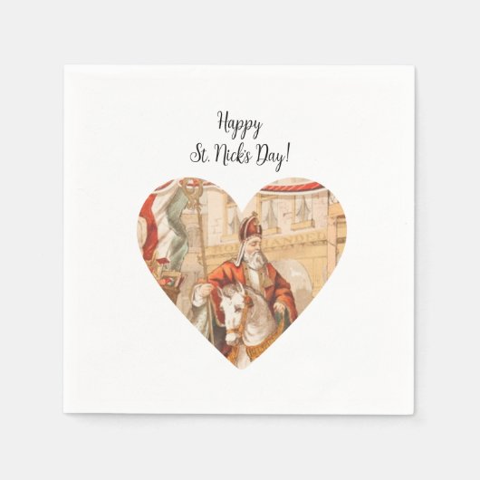 聖ニコラスハートシンタクラース聖ニックの日 スタンダードカクテルナプキン (正面)