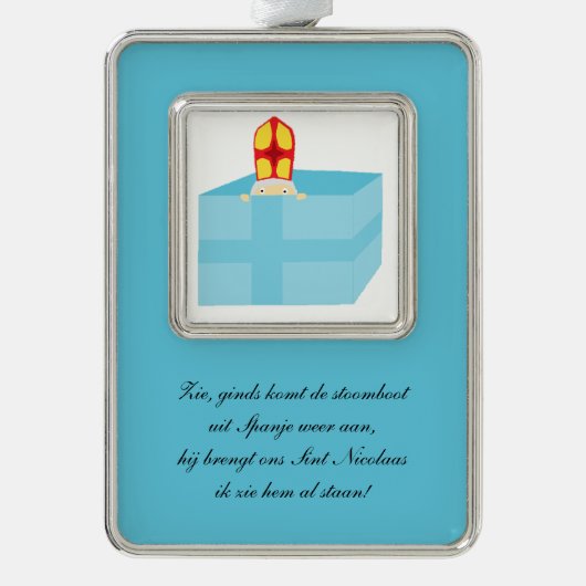 聖ニコラス・シンタークラースのキッズアートおもしろいかわいい シルバープレートフレームオーナメント (正面)