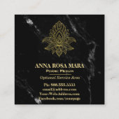 ~聖ハンサ金ゴールド抽象芸術ホワイトブラックマーブル スクエア名刺 (裏面)