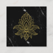 ～聖ハンサ金ゴールド抽象芸術ホワイトブラックマーブル スクエア名刺 (正面)